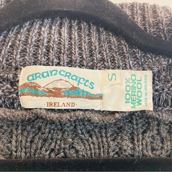 ARAN CRAFTS Sz S (Men) Sz M (Women) 100% Merino Wool Fisherman Cable Cardigan - Picture 10 of 10